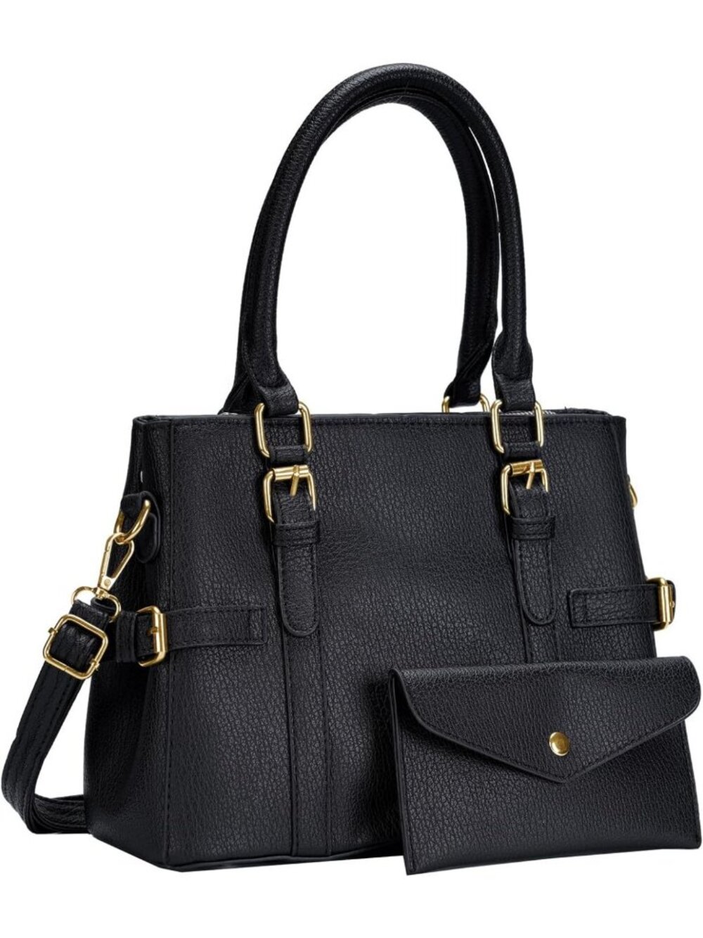 Stylish Leather Shoulder Tote Bag & Purse Set for Women - Fashionable Handbags